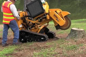 Stump grinding machinery at work